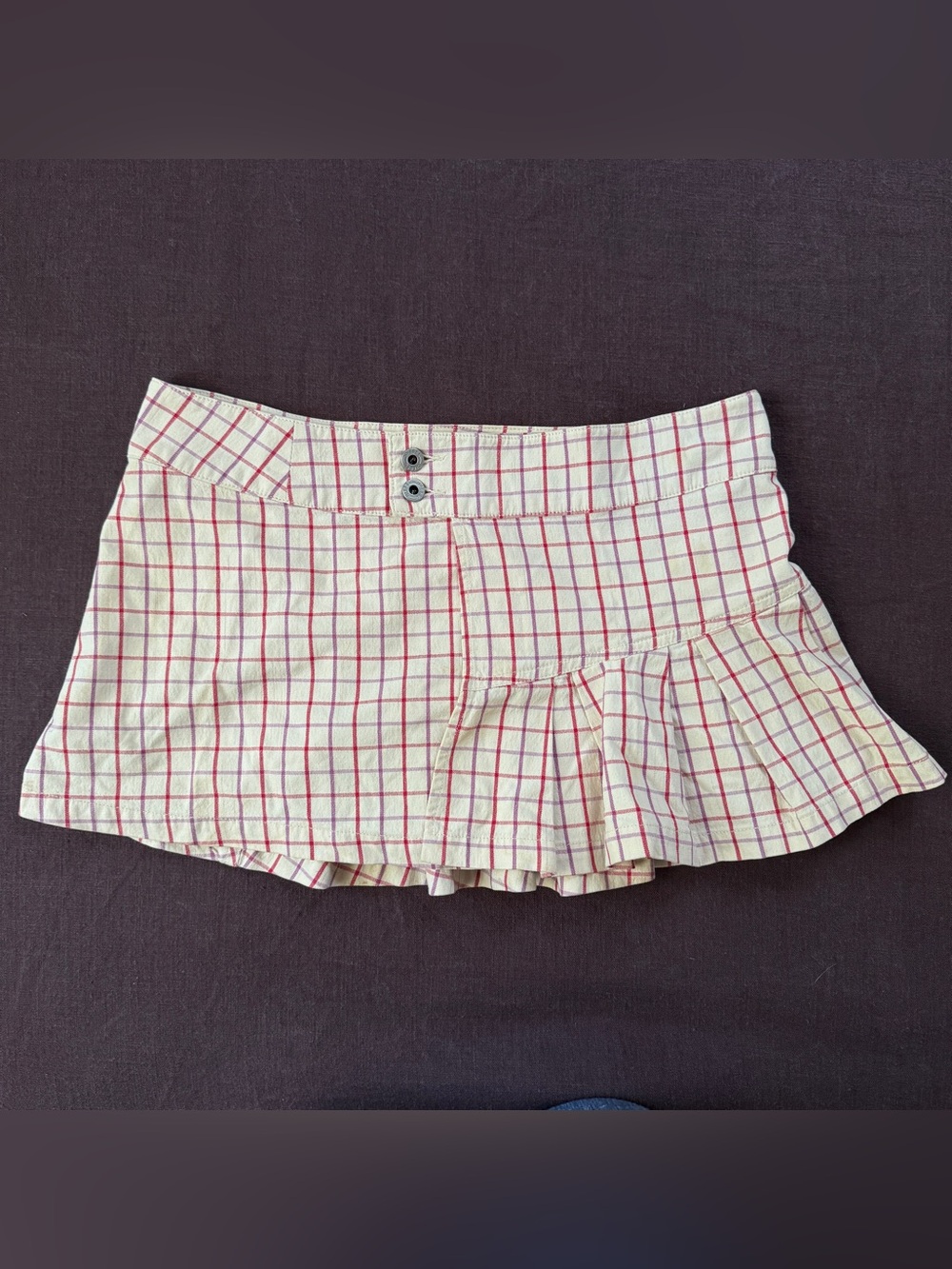 Vintage Diesel Y2K Plaid Low Rise Ruffle Mini Skirt Size 25